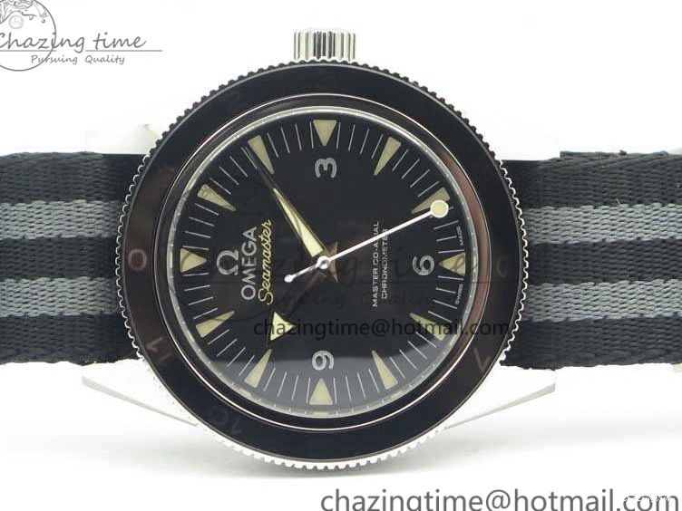 0228 Seamaster 300 Master Spectre SS MKS Best Edition Black Dial On Nylon Strap A SunProtective 8083